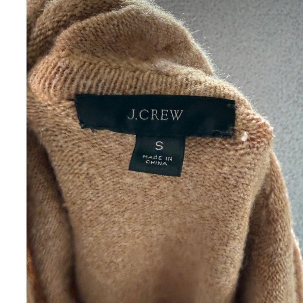 J.Crew Wool Alpaca Hooded Sweater Womens S Tan Fuzzy Soft Cozy Pullover - Picture 4 of 5